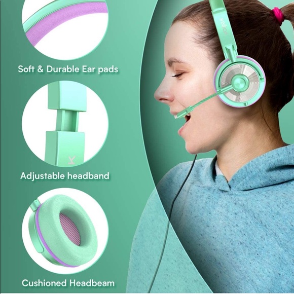 🌸3/30$🌸Retro mint green kids headphones safe - Picture 4 of 7